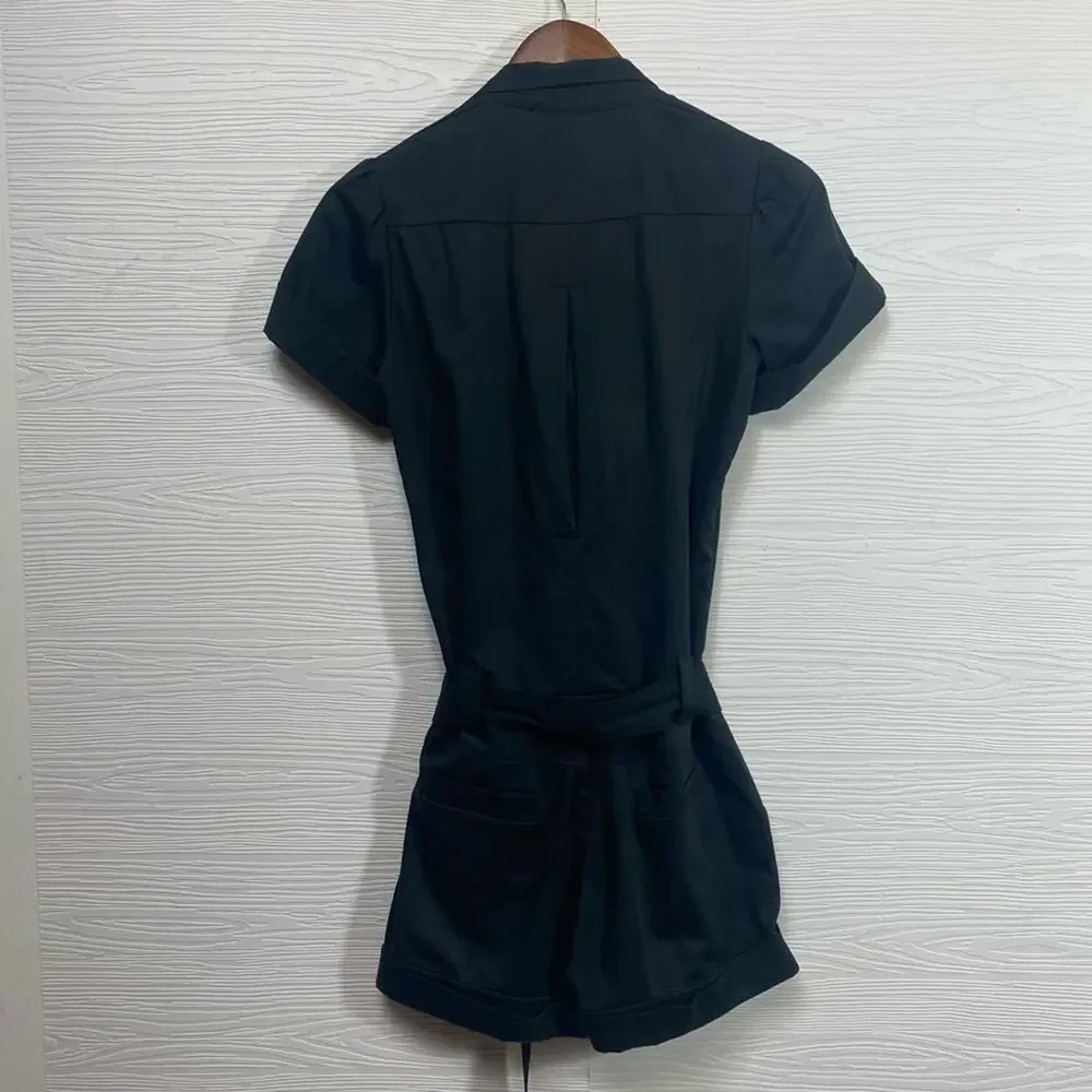 Maje Black Button Up Front Utility Romper with Belt Size 1 US S - Picture 9 of 13